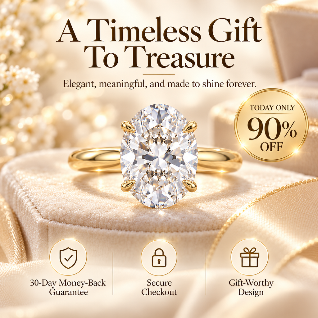 The Eternal Oval Diamond Ring – Timeless Elegance in a Classic Gold Solitaire DesignLast Day Sale-90% OFF🔥