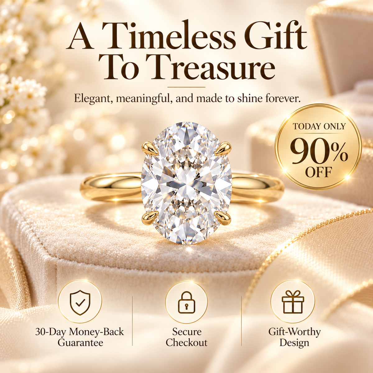 The Eternal Oval Diamond Ring – Timeless Elegance in a Classic Gold Solitaire DesignLast Day Sale-90% OFF🔥