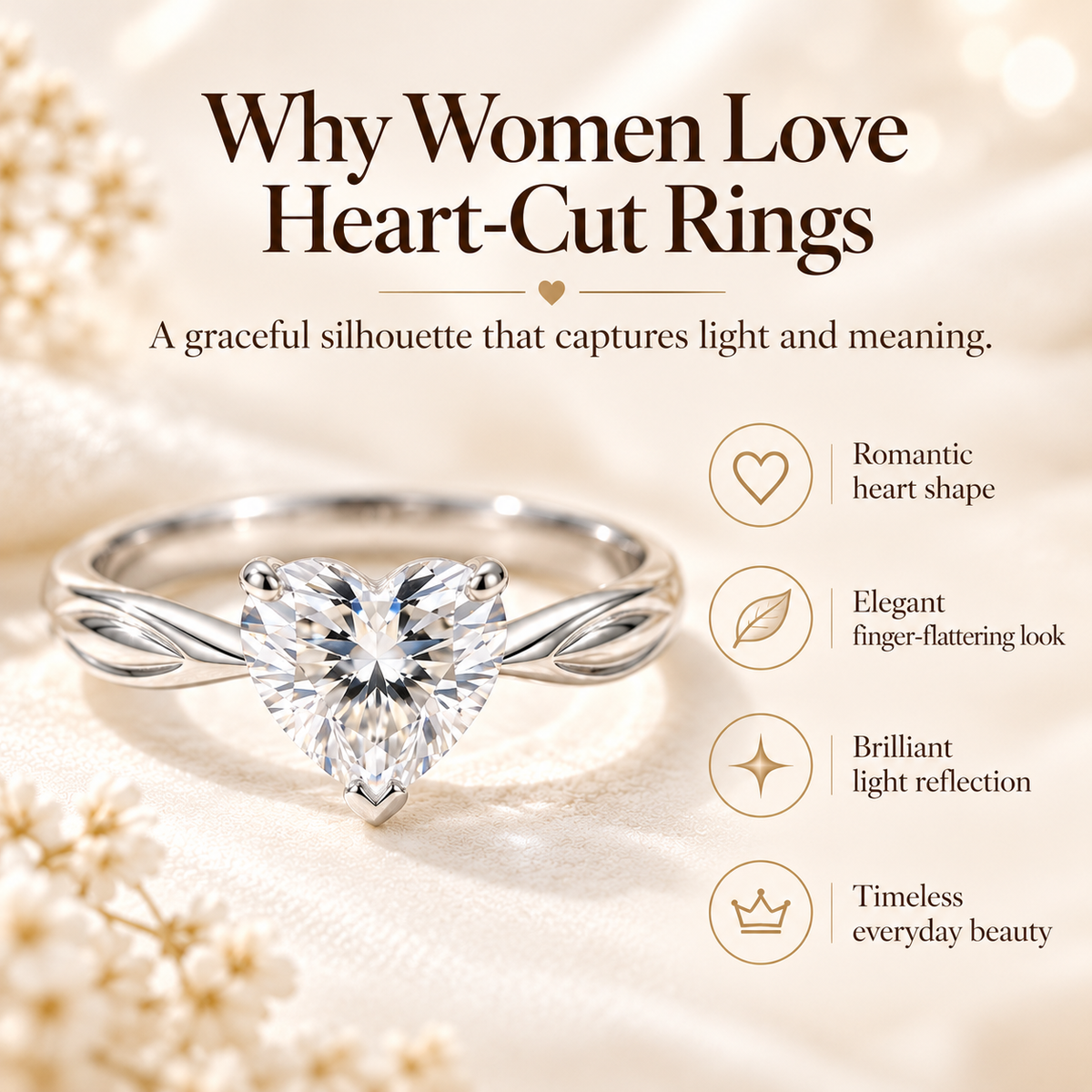Everlasting Love Heart Cut Diamond Ring – Elegant Leaf-Inspired Band & Hidden Heart Detail Last Day Sale-90% OFF🔥