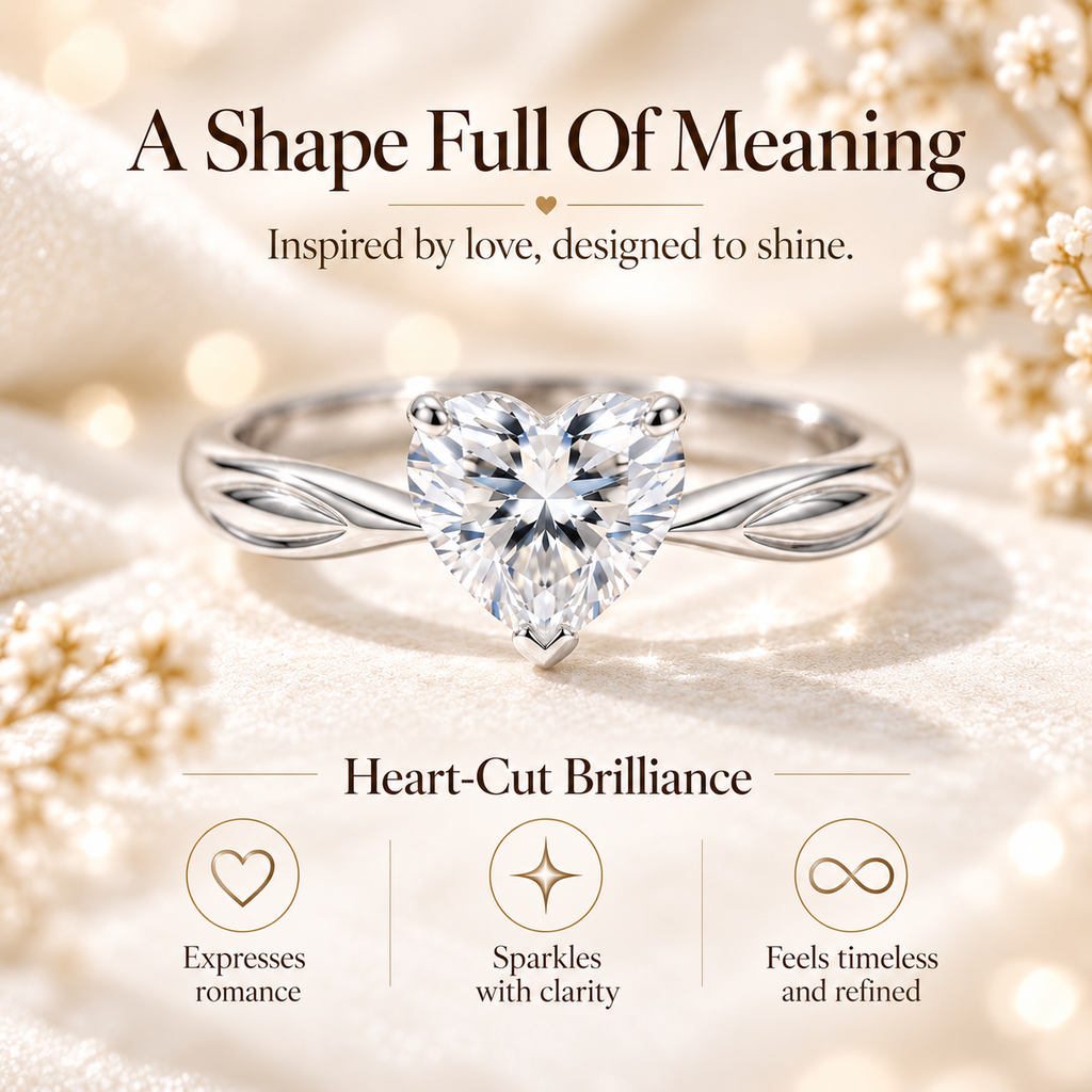 Everlasting Love Heart Cut Diamond Ring – Elegant Leaf-Inspired Band & Hidden Heart Detail Last Day Sale-90% OFF🔥