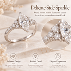 Timeless Marquise Cut Diamond Ring | Elegant Side Stone Sparkle & Classic Silver Finish Last Day Sale-90% OFF🔥