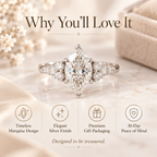 Timeless Marquise Cut Diamond Ring | Elegant Side Stone Sparkle & Classic Silver Finish Last Day Sale-90% OFF🔥