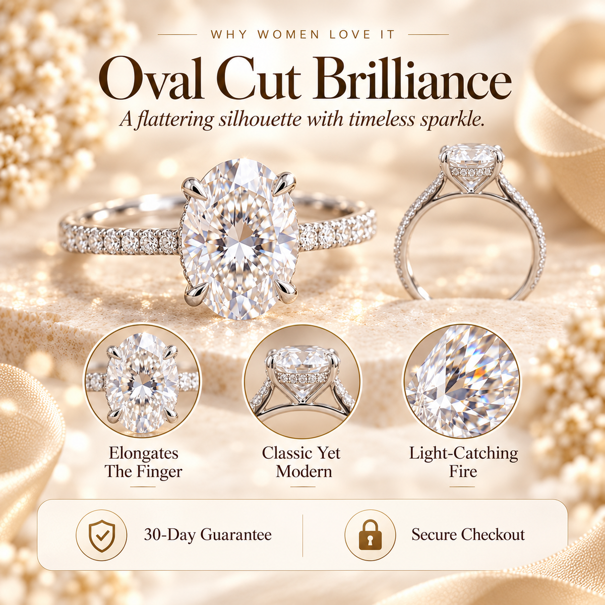 The Celeste Oval Diamond Ring | Timeless Oval Cut Elegance with Pavé Sparkle Last Day Sale-90% OFF🔥
