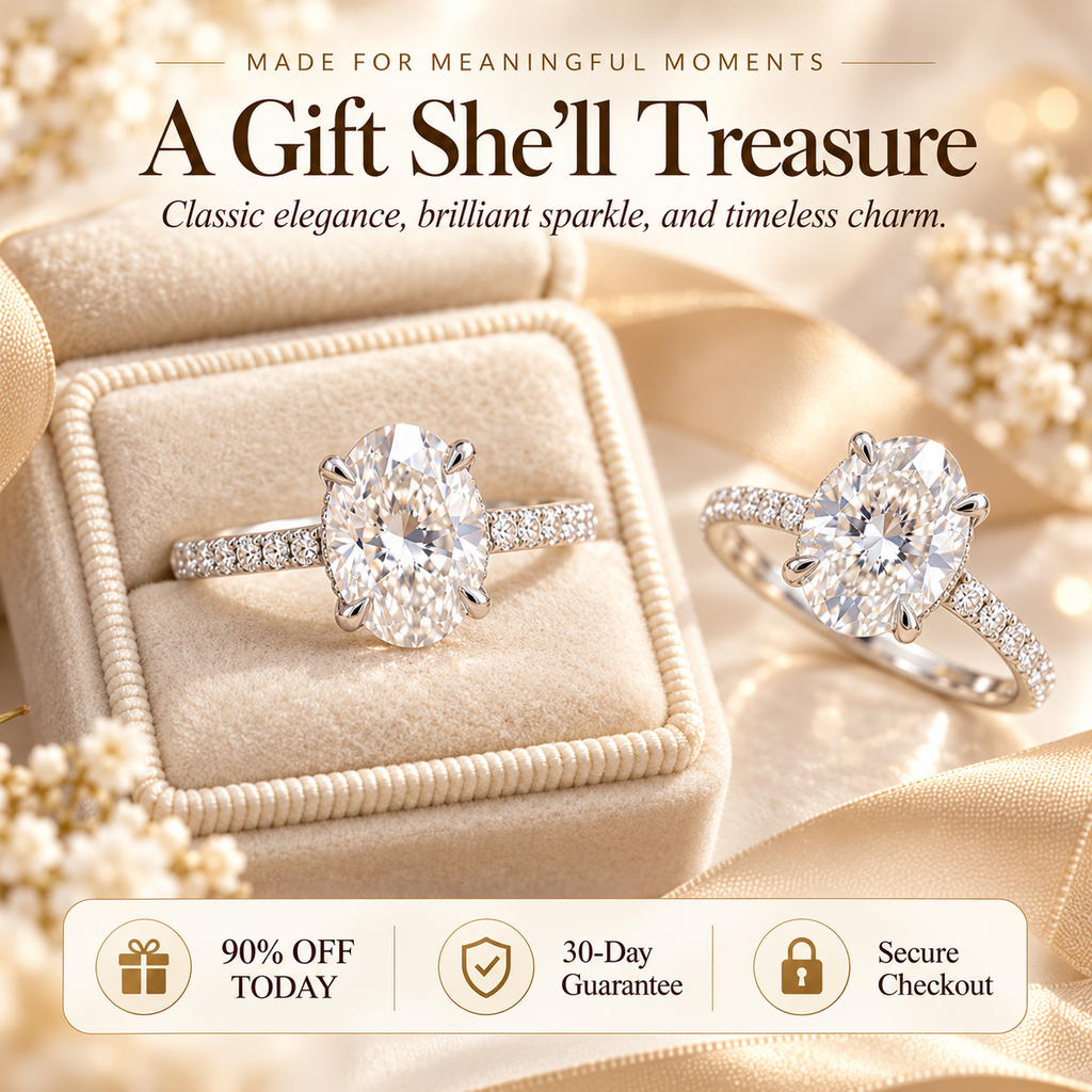 The Celeste Oval Diamond Ring | Timeless Oval Cut Elegance with Pavé Sparkle Last Day Sale-90% OFF🔥