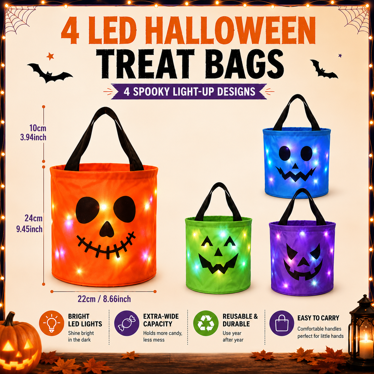 Reusable Halloween Treat Bags That Make Every Trick-or-Treat Moment More Magical-Last Day Sale-50% OFF🔥