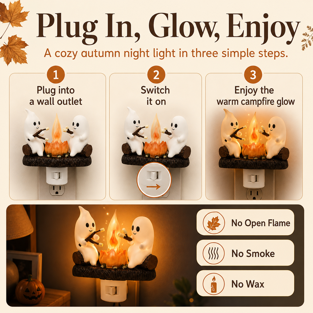 Ghost Campfire Halloween Night Light – Create A Cozy Magical Autumn Glow For Your Home-Last Day Sale-50% OFF🔥