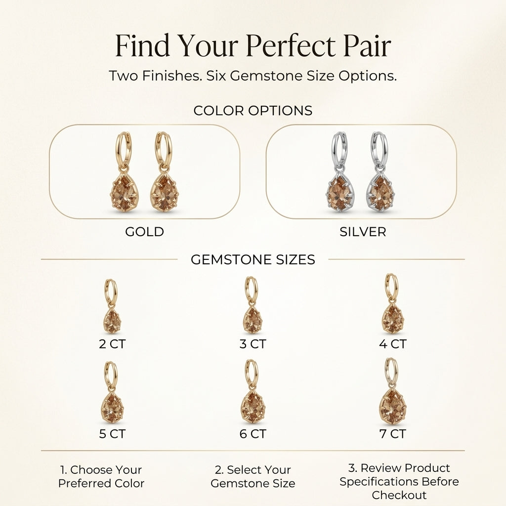 Honey Brown Pear Cut Gemstone Drop Earrings Last Day Sale-90% OFF🔥
