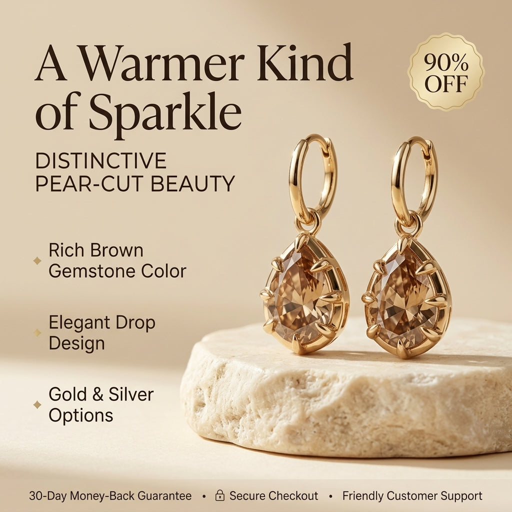 Honey Brown Pear Cut Gemstone Drop Earrings Last Day Sale-90% OFF🔥