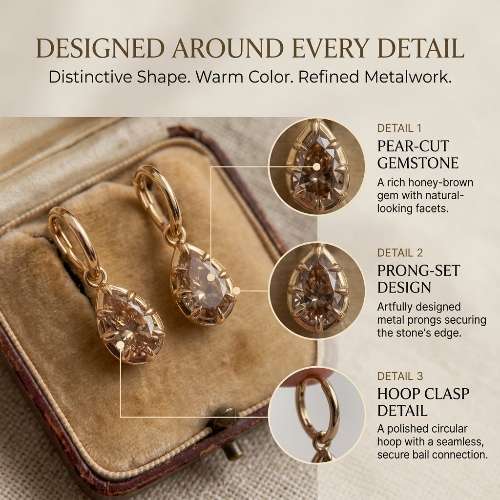 Honey Brown Pear Cut Gemstone Drop Earrings Last Day Sale-90% OFF🔥
