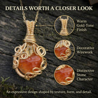 Nature-Inspired Orange Stone Pendant Necklace – Intricate Wire-Wrapped Design Last Day Sale-90% OFF🔥