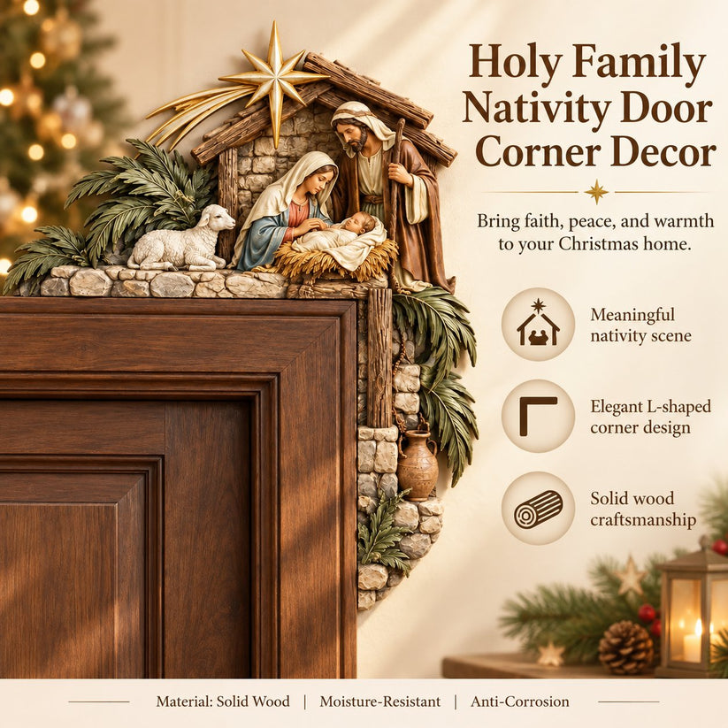 ✨Last Day 50% OFF✨✝️ Christmas Nativity Door Frame Corner Decor – Holy Family Nativity Door Frame Corner Décor 🎄 ⭐
