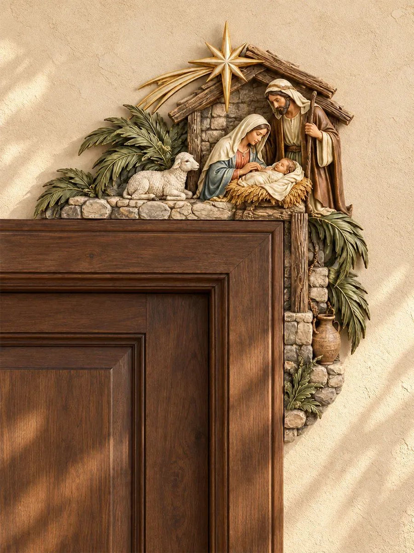 ✨Last Day 50% OFF✨✝️ Christmas Nativity Door Frame Corner Decor – Holy Family Nativity Door Frame Corner Décor 🎄 ⭐