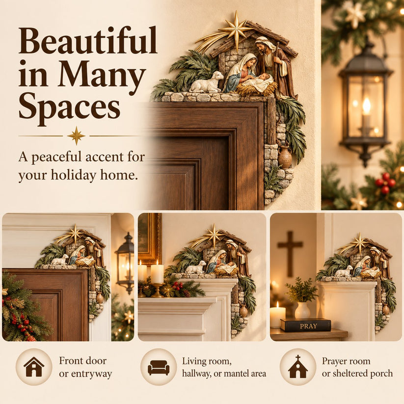 ✨Last Day 50% OFF✨✝️ Christmas Nativity Door Frame Corner Decor – Holy Family Nativity Door Frame Corner Décor 🎄 ⭐