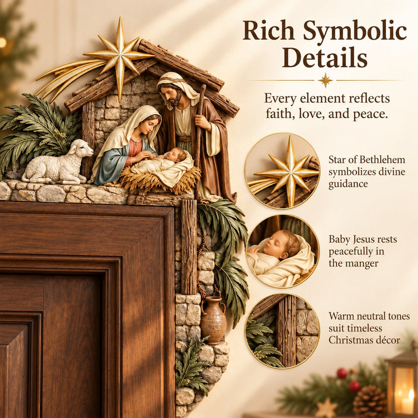 ✨Last Day 50% OFF✨✝️ Christmas Nativity Door Frame Corner Decor – Holy Family Nativity Door Frame Corner Décor 🎄 ⭐