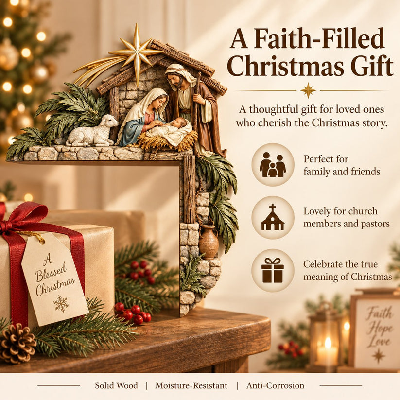 ✨Last Day 50% OFF✨✝️ Christmas Nativity Door Frame Corner Decor – Holy Family Nativity Door Frame Corner Décor 🎄 ⭐