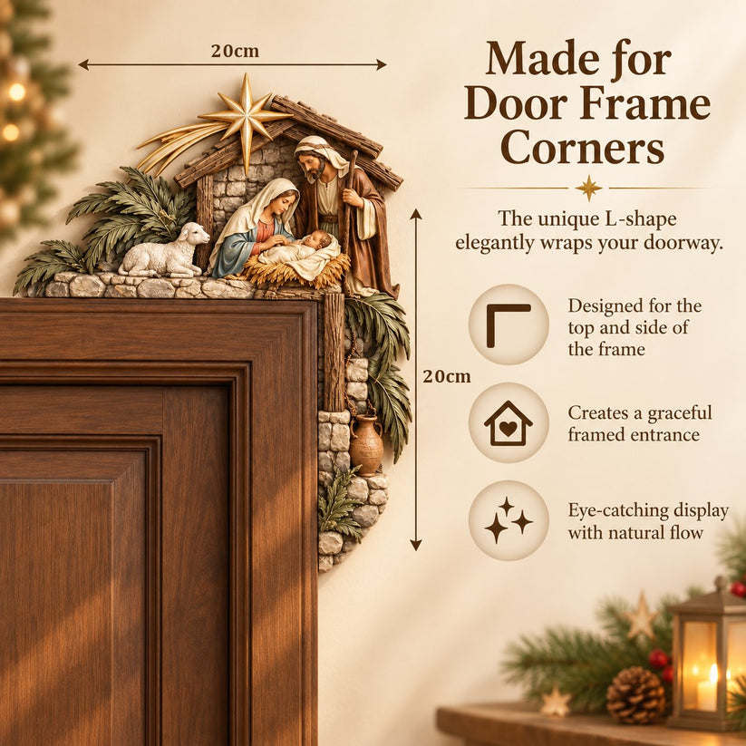 ✨Last Day 50% OFF✨✝️ Christmas Nativity Door Frame Corner Decor – Holy Family Nativity Door Frame Corner Décor 🎄 ⭐