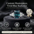 The "Ares" Custom Vivid Teal-Blue Radiant Three-Stone Ring Last Day Sale-90% OFF🔥