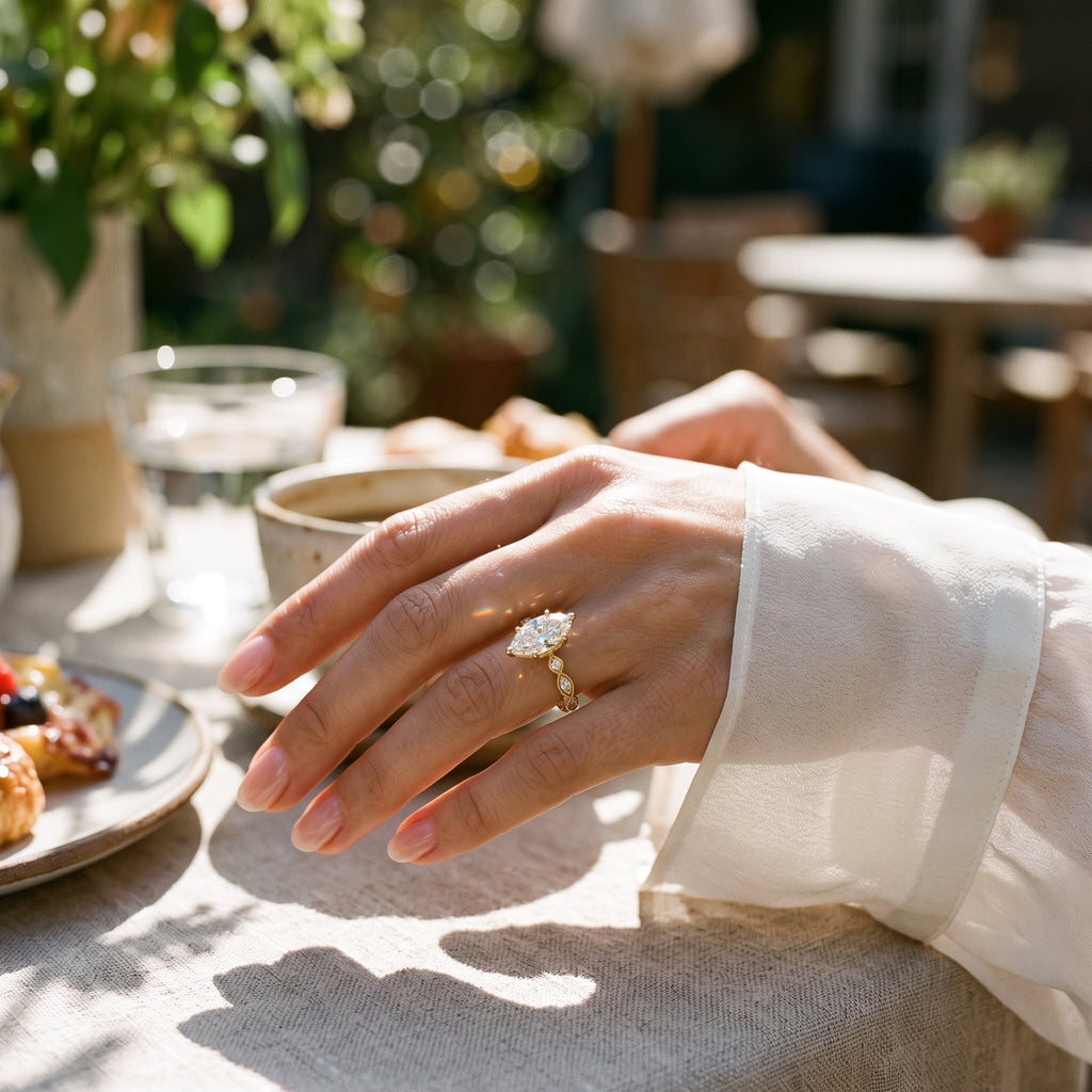 The "Evangeline" Marquise Botanical Vine & Petal Hidden Halo Ring Last Day Sale-90% OFF🔥