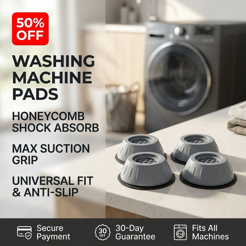 🔥50% OFF Last Day Sale Heavy-Duty Anti-Vibration Washing Machine Pads | Noise Reduction & Easy Cleaning Base (4-Pack)
