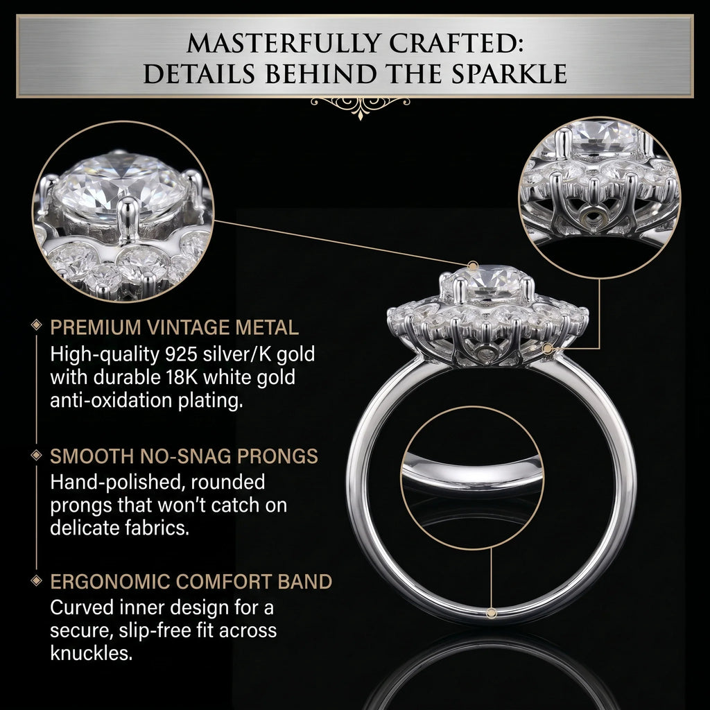 🔥90% OFF Last Day Sale Brilliant Moissanite Halo Ring: Certified Authentic & Everyday Comfort Fit