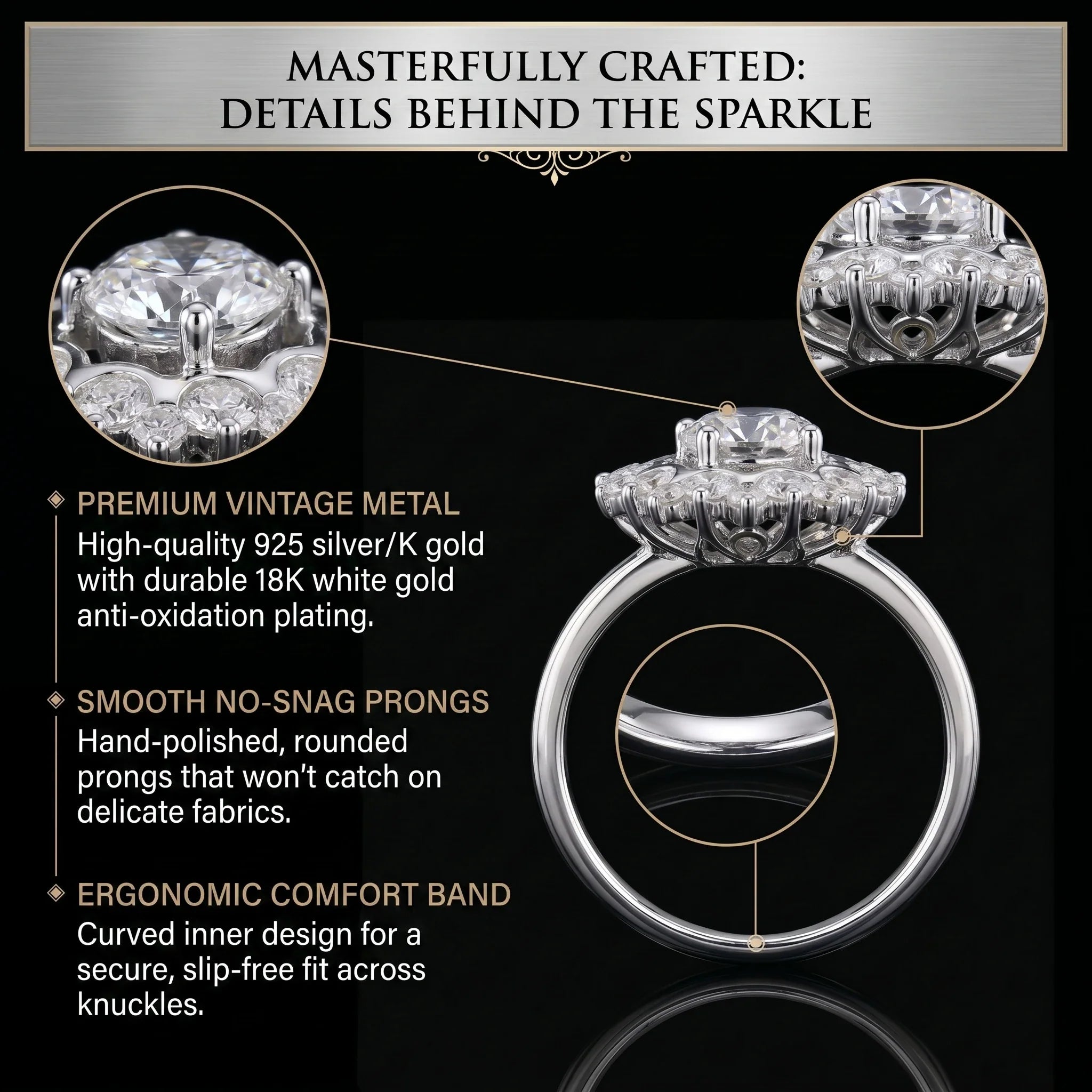 🔥90% OFF Last Day Sale Brilliant Moissanite Halo Ring: Certified Authentic & Everyday Comfort Fit