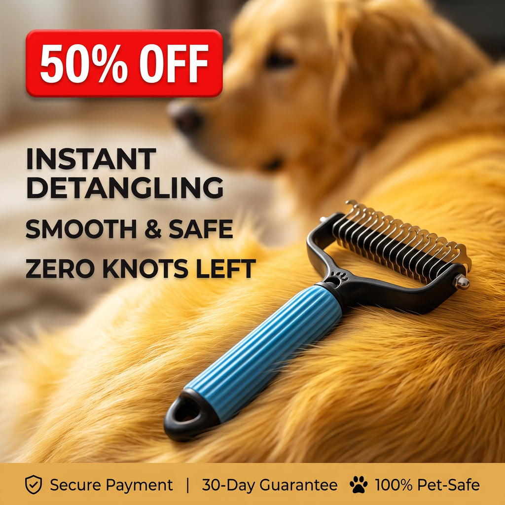🔥50% OFF Last Day Sale |Pet Detangling Comb, Double-Sided Grooming Brush for Dogs & Cats, One-Click Clean Undercoat Rake for Shedding Mats