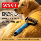 🔥50% OFF Last Day Sale |Pet Detangling Comb, Double-Sided Grooming Brush for Dogs & Cats, One-Click Clean Undercoat Rake for Shedding Mats