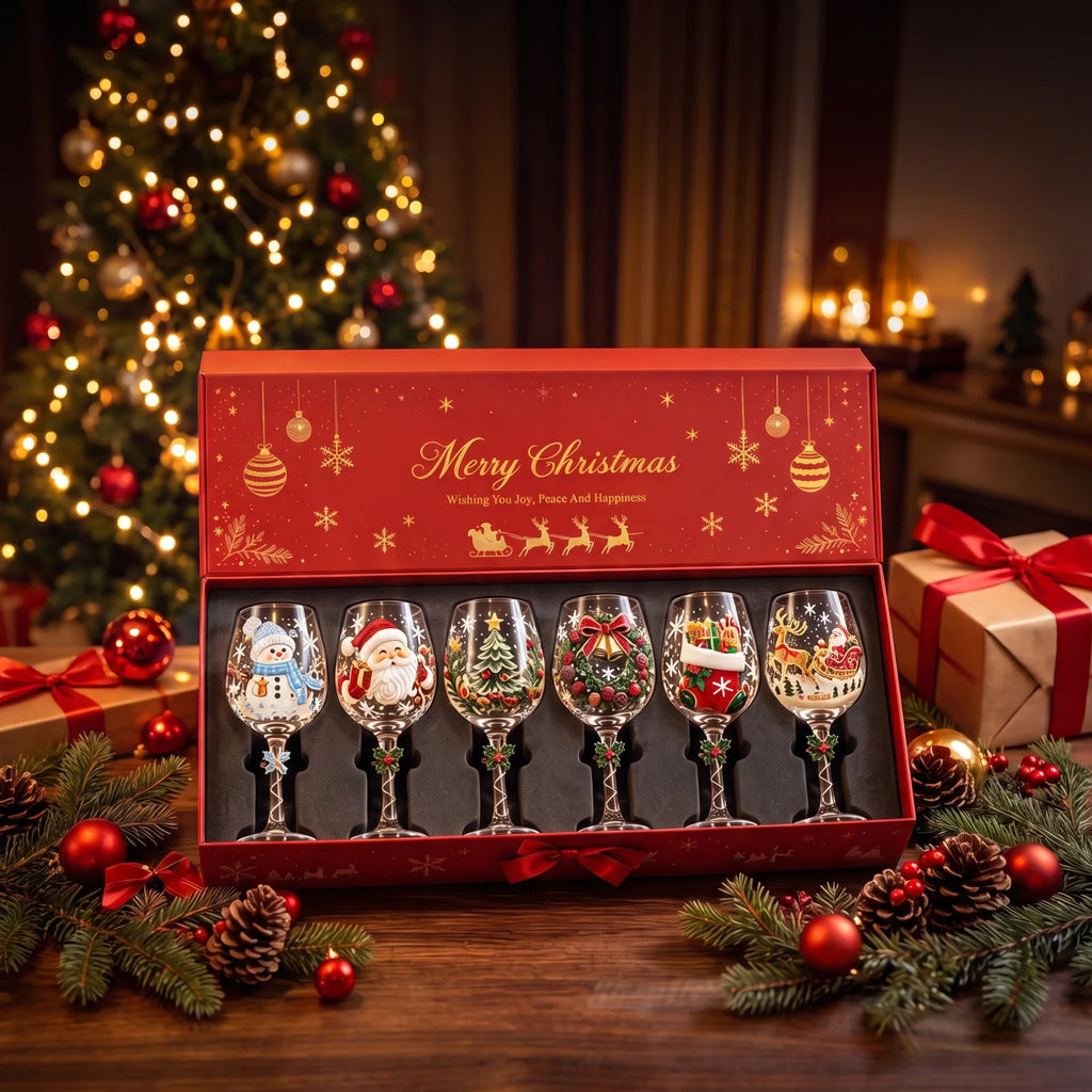 ✨Last Day 50% OFF✨Christmas Memories Collection – 6-Piece Holiday Wine Glass Set for Magical Christmas Gatherings