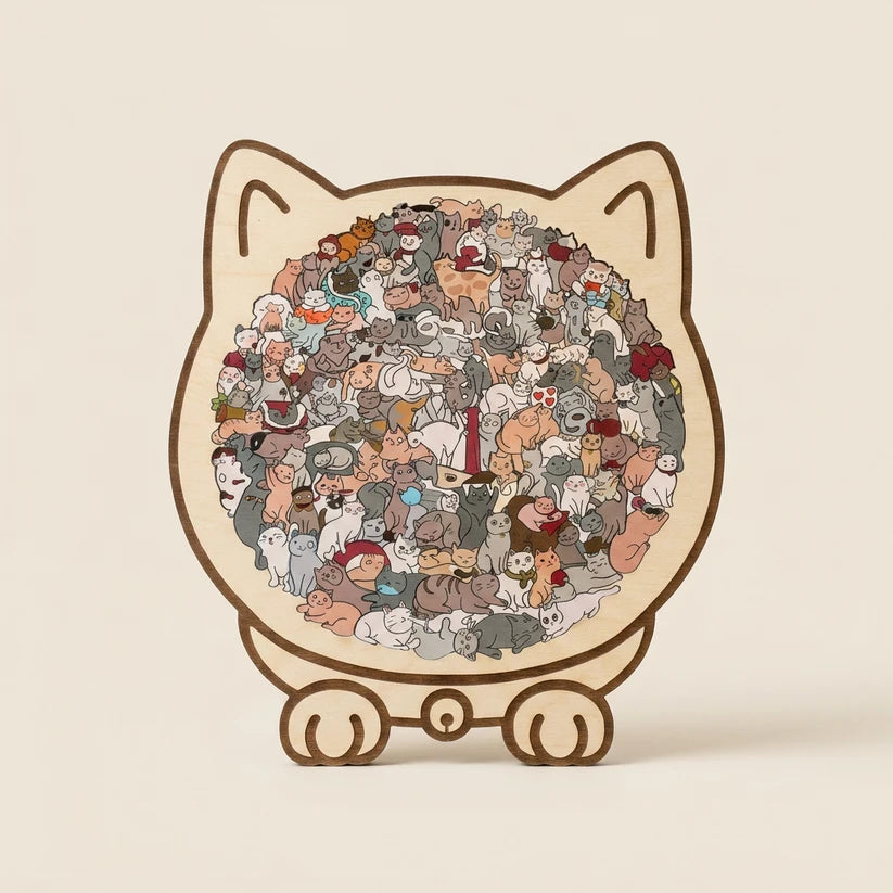 🔥50% OFF Last Day Sale | A Thousand Cats & Dogs Wooden Puzzle | The 15-Minute Mindful Escape | Artisan Crafted