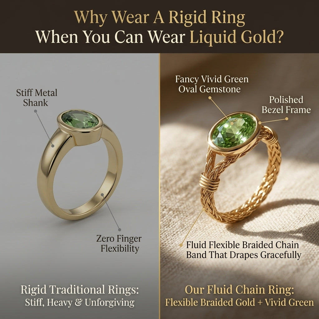 The "Aurelia" Fancy Vivid Green Gemstone Flexible Braided Ring Last Day Sale-90% OFF🔥