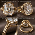 The "Eleanor" Vintage Old-Mine Cushion Bezel Ring with Knot Shoulders Last Day Sale-90% OFF🔥