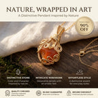 Nature-Inspired Orange Stone Pendant Necklace – Intricate Wire-Wrapped Design Last Day Sale-90% OFF🔥