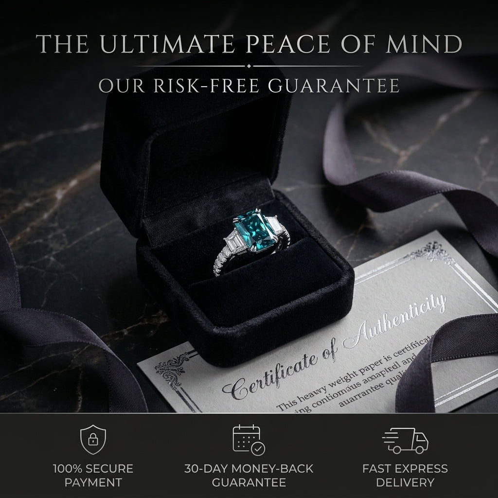 The "Ares" Custom Vivid Teal-Blue Radiant Three-Stone Ring Last Day Sale-90% OFF🔥