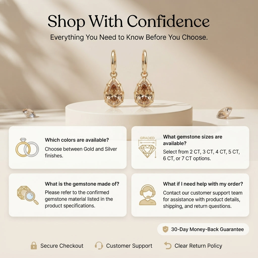 Honey Brown Pear Cut Gemstone Drop Earrings Last Day Sale-90% OFF🔥