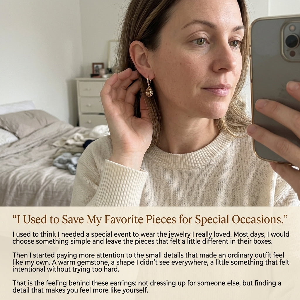 Honey Brown Pear Cut Gemstone Drop Earrings Last Day Sale-90% OFF🔥