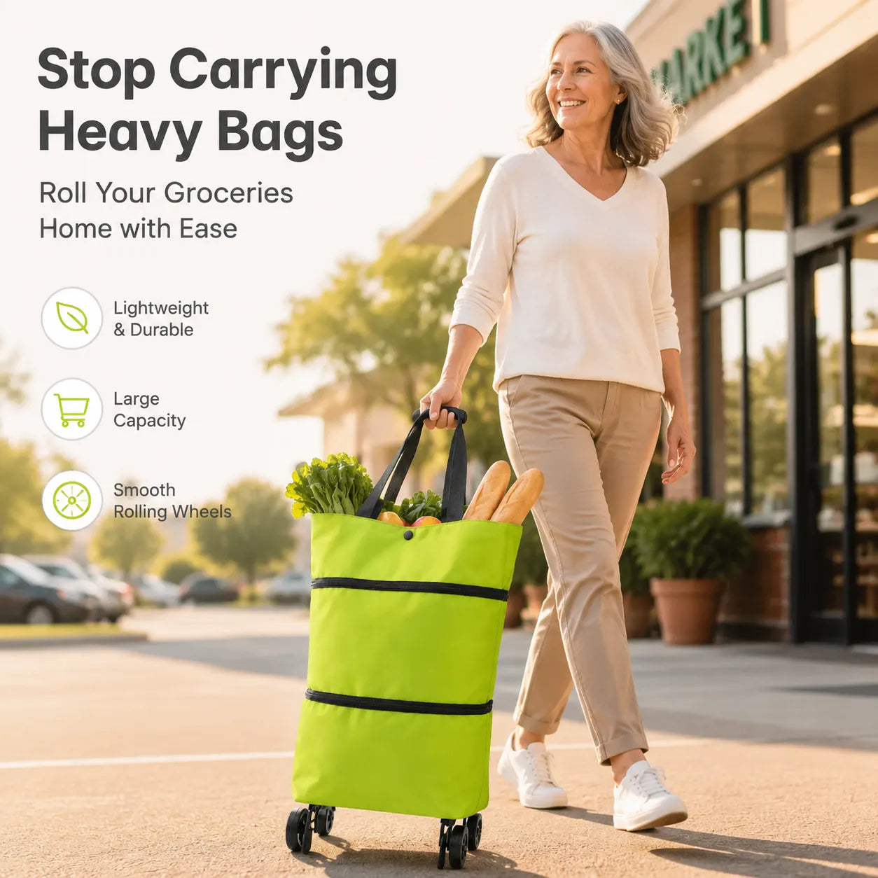 Foldable Grocery Bag With Wheels -Your Everyday Shopping Helper That Carries The Heavy Loads For You-Last Day Sale-50% OFF🔥