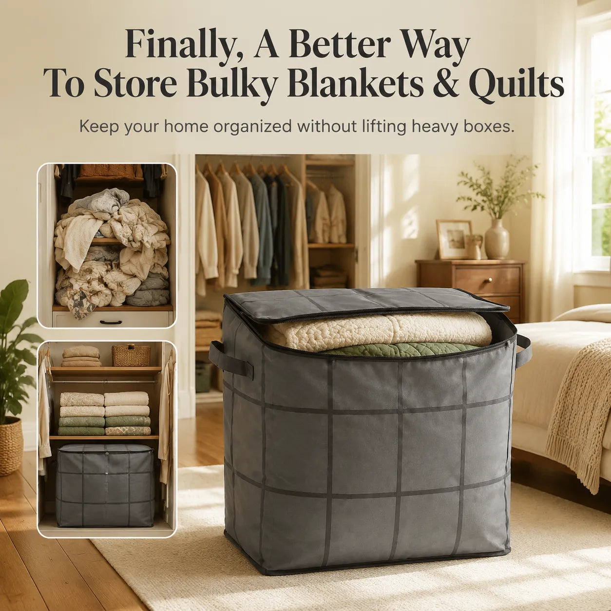Large Quilt Storage Bag With Strong Handles — Spacious Blanket Organizer For A Cleaner Home Last Day Sale-50% OFF🔥