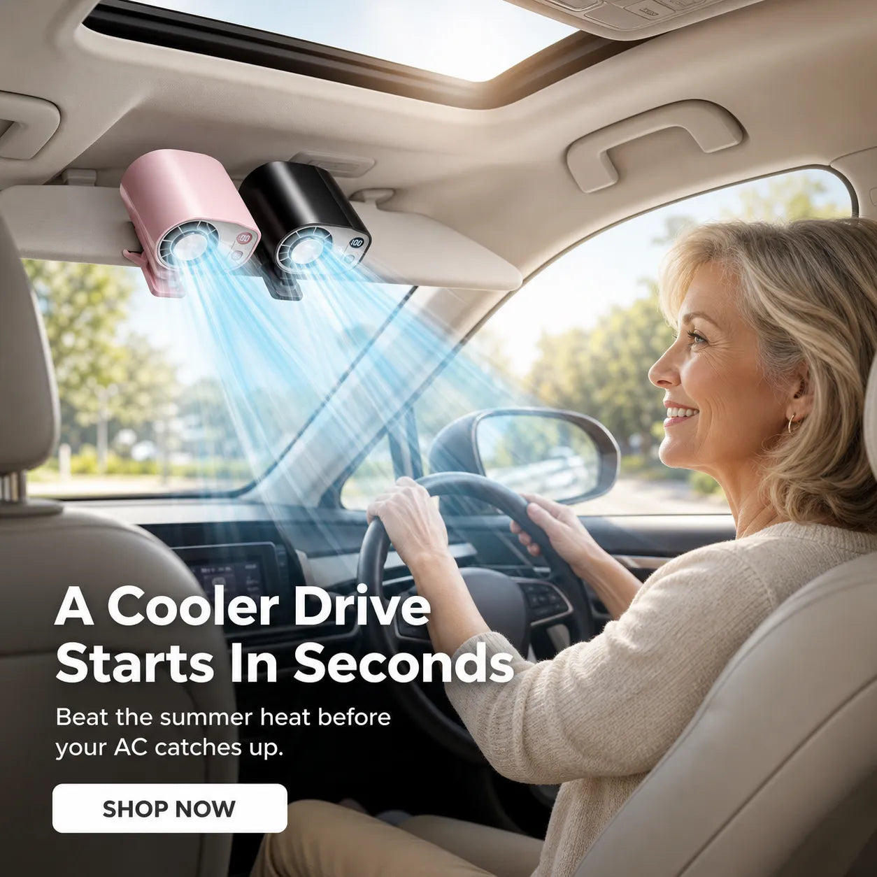360° Car Vent Cooling Fan with LED Display