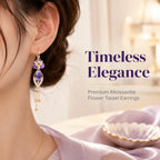 Elegant Purple Moissanite Flower & Tassel Drop Earrings for Women - Lightweight & Hypoallergenic-Last Day Sale-90% OFF🔥