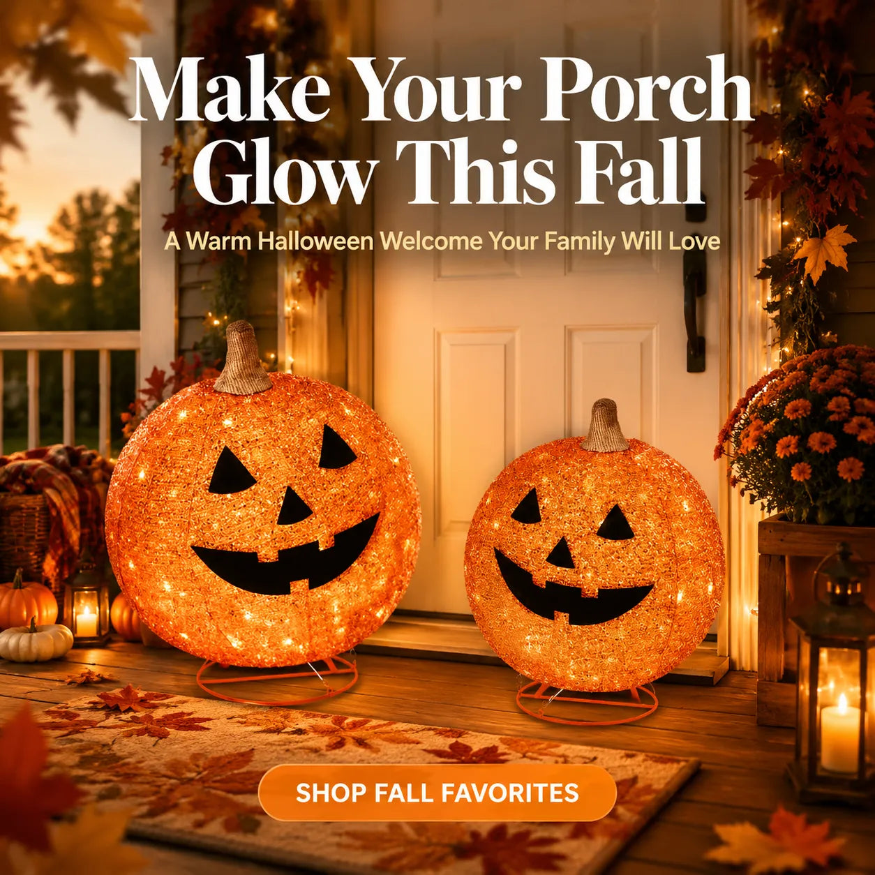 Elegant Fall Pumpkin Lights Decoration – Easy Pop-Up LED Porch Decor for a Cozy Holiday Home-Last Day Sale-50% OFF🔥