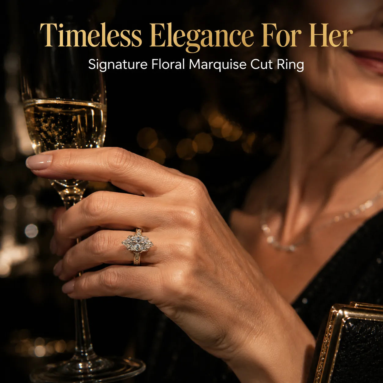 The Empress Marquise Silhouette Ring — Finger-Lengthening 4mm Comfort Band