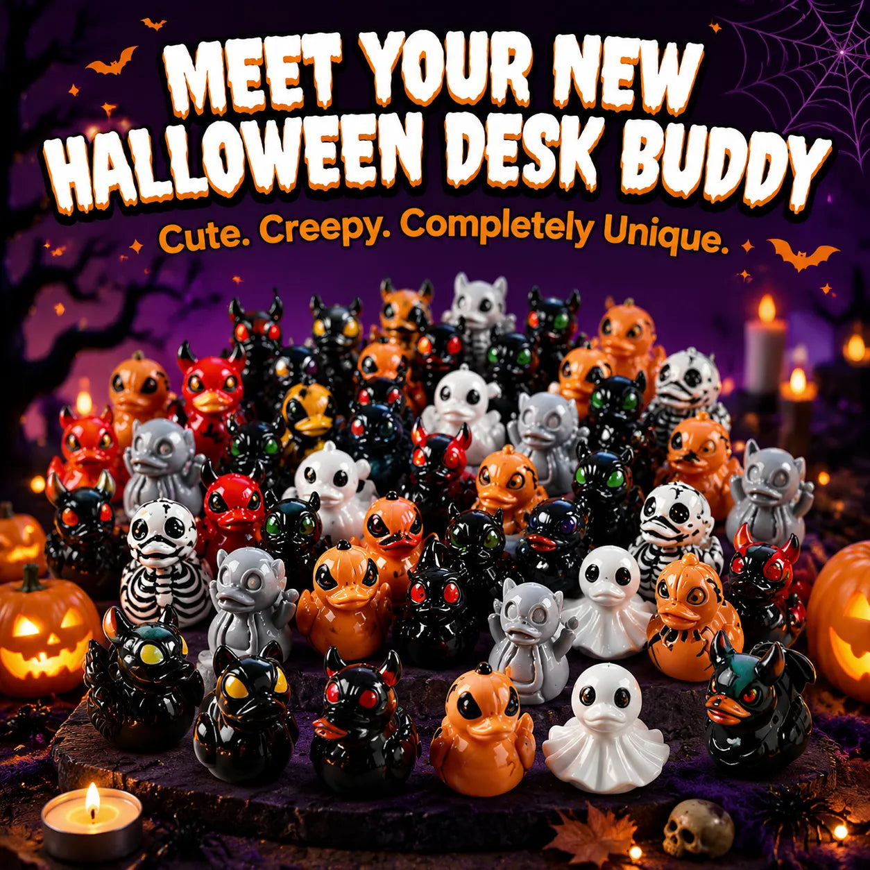 Spooky Ghost Duck Resin Figurine – Cute Halloween Desk Decor, Creepy Cute Mini Statue for Home, Office & Shelf-Last Day Sale-50% OFF🔥