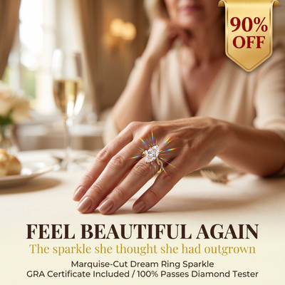 🔥90% OFF Last Day Sale Marquise Moissanite Ring Set – 925 Sterling Silver & 14K Gold Finish, 100% Passes Diamond Tester, Dream Ring Sparkle for Anniversaries & Self-Reward