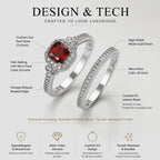 Halo Wedding Ring Sets for Women, Elegant 2-Piece Fashion Engagement Ring & Eternity Band, Bridal Statement Jewelry, Fashion Engagement Rings