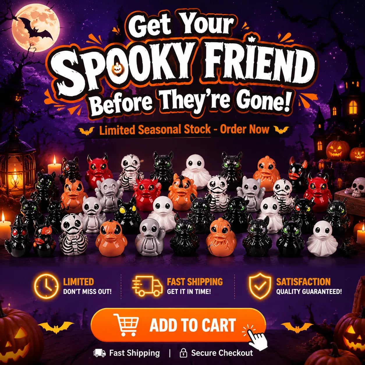 Spooky Ghost Duck Resin Figurine – Cute Halloween Desk Decor, Creepy Cute Mini Statue for Home, Office & Shelf-Last Day Sale-50% OFF🔥