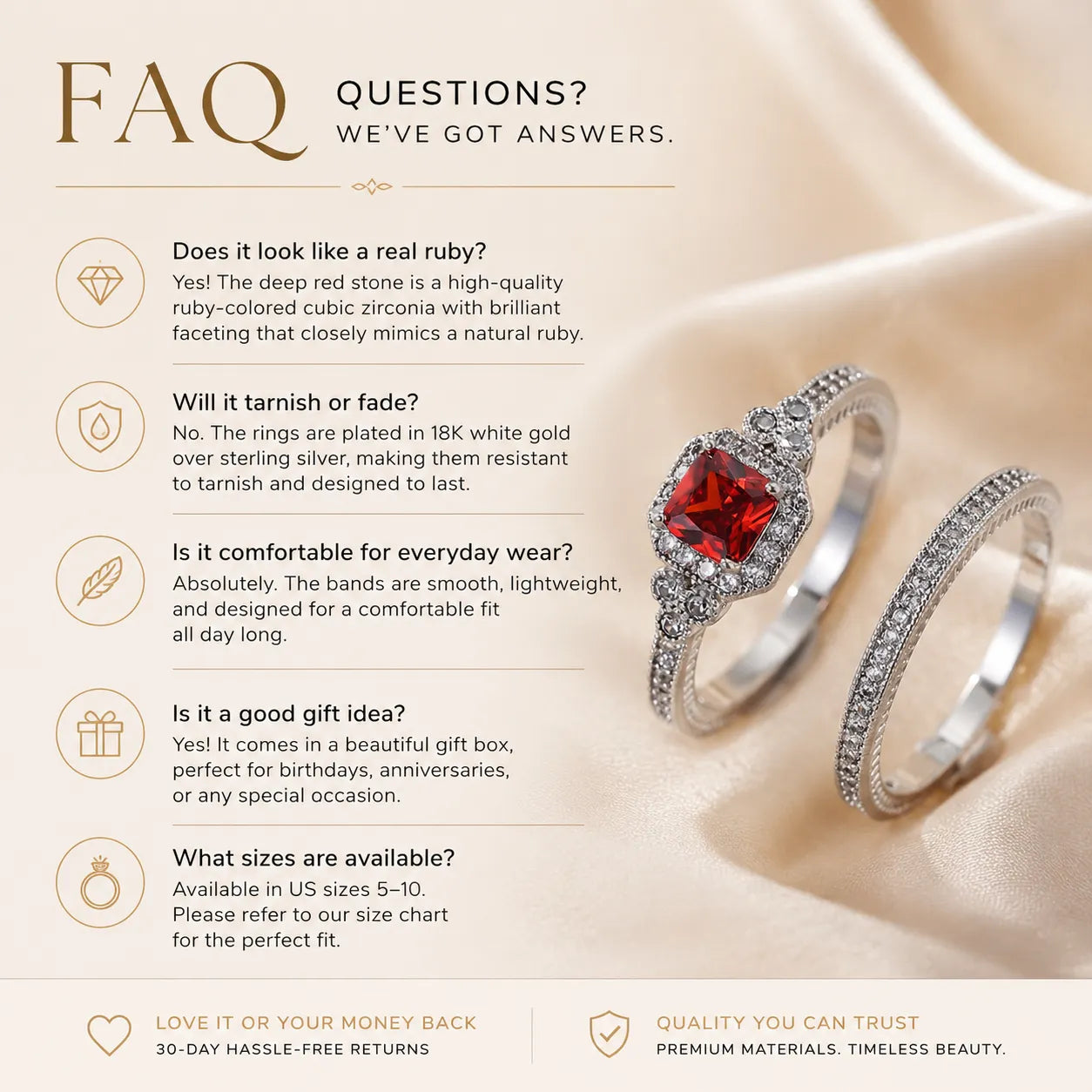 Halo Wedding Ring Sets for Women, Elegant 2-Piece Fashion Engagement Ring & Eternity Band, Bridal Statement Jewelry, Fashion Engagement Rings