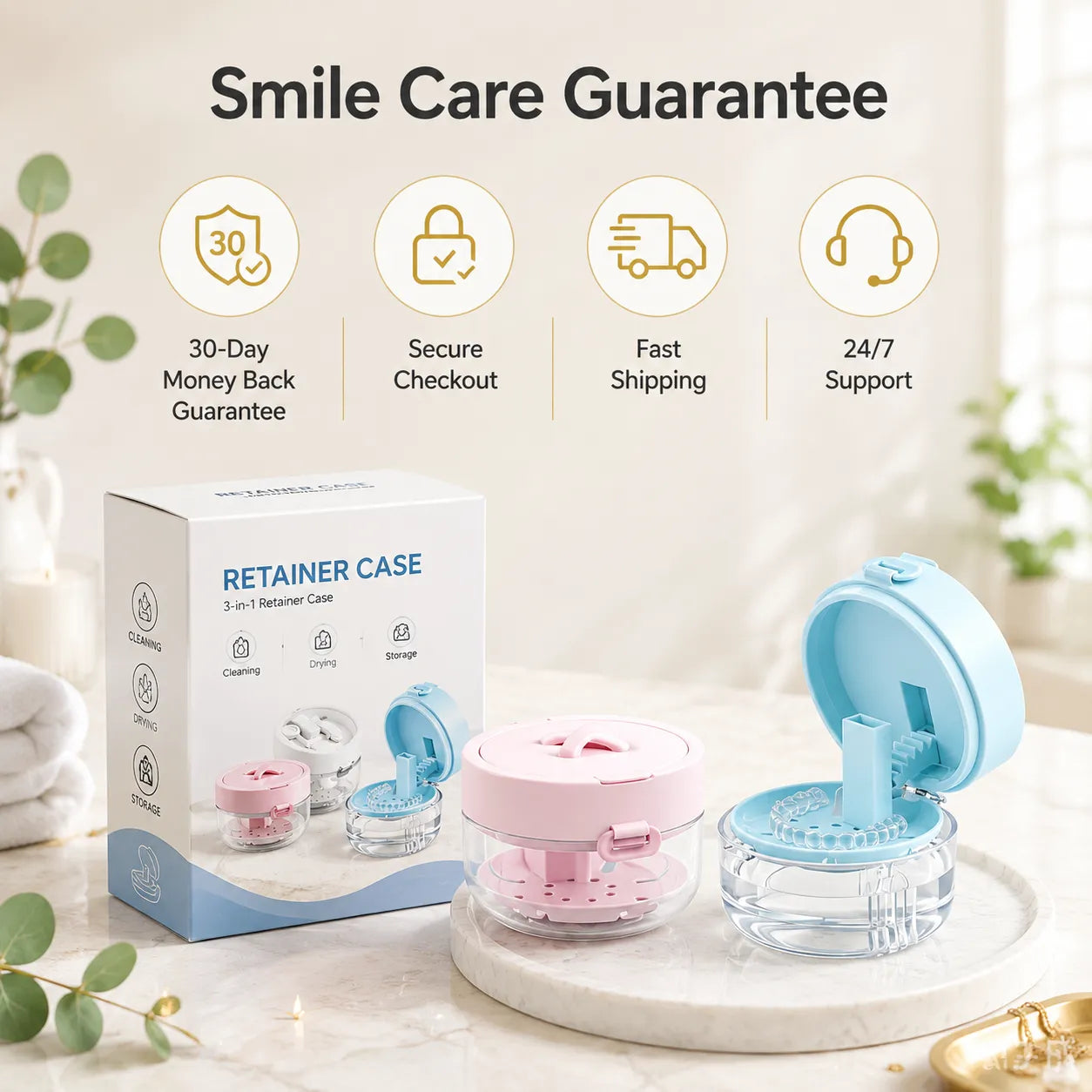 Dental Retainer Storage Box With Mirror And Brush Integrated Organizer Case For Braces Cleaning Storage