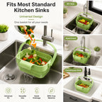 AA Foldable Hanging Kitchen Sink Drain Basket, Stainless Steel Kitchen Accessories - Hands-Free Hygienic Design, High-Efficiency Anti-Clog System, Tool-Free Installation
