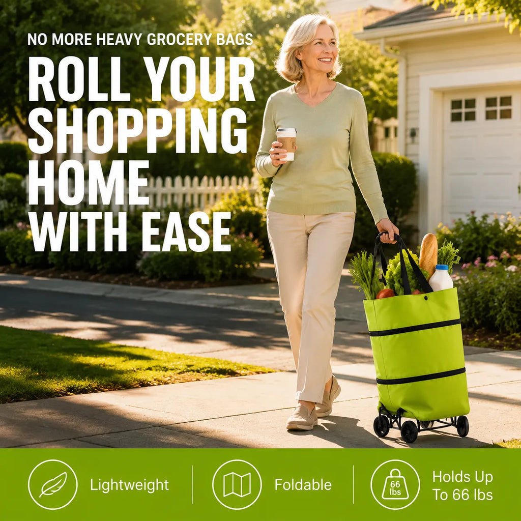 Foldable Grocery Bag With Wheels -Your Everyday Shopping Helper That Carries The Heavy Loads For You-Last Day Sale-50% OFF🔥