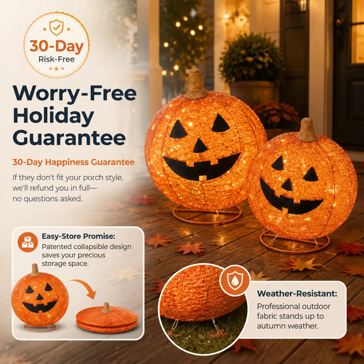 Elegant Fall Pumpkin Lights Decoration – Easy Pop-Up LED Porch Decor for a Cozy Holiday Home-Last Day Sale-50% OFF🔥